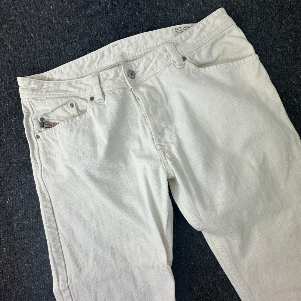 Diesel Darron Jeans Mens 36x32 White Regular Slim-Tapered Wash 008QU Denim Pants